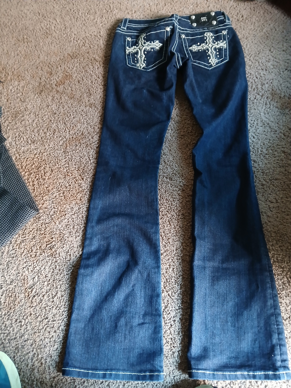 MissMe Women's Dark Blue Embroidered Back Pocket Jeans